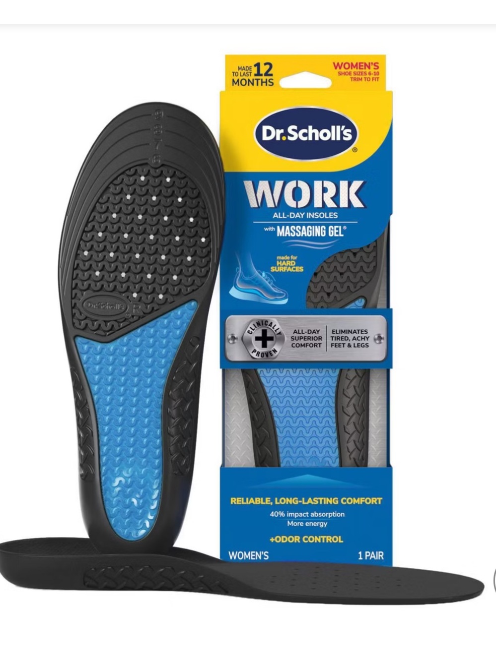 Dr. Scholl's Women's Work Insoles in Black and Blue